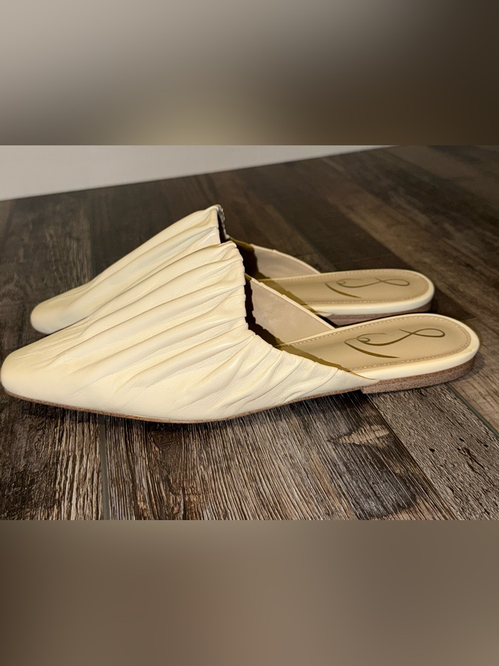 Sam Edelman Cream Ruched Slip-On Mules - Picture 7 of 7